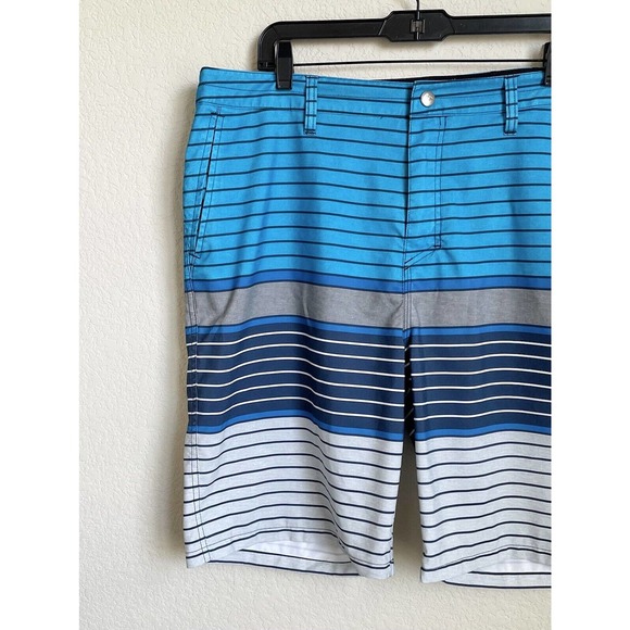 Quicksilver Mens Blue Striped Board Shorts XL Polyester Drawstring Preowned - Picture 2 of 12